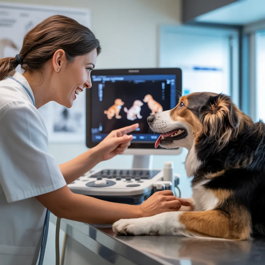 Pregnant dog with ultrasound
